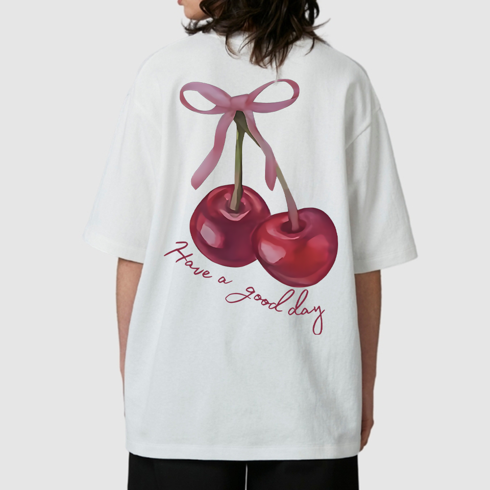 Camiseta Oversized  Feminina Cereja Have a Good Day