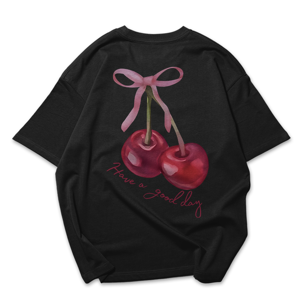 Camiseta Oversized Feminina Cereja Have a Good Day