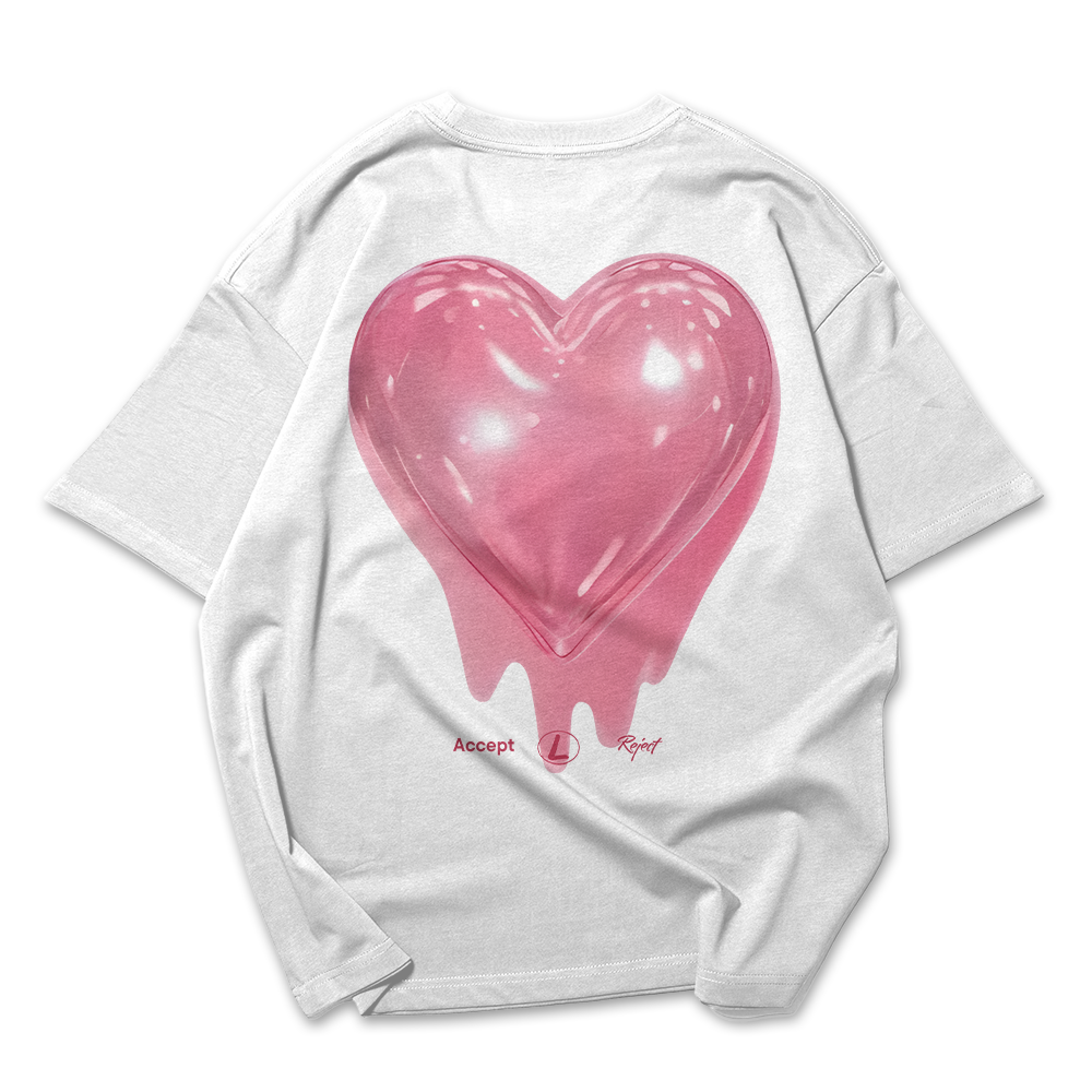 Camiseta Oversized Feminina Heart Coração Rose