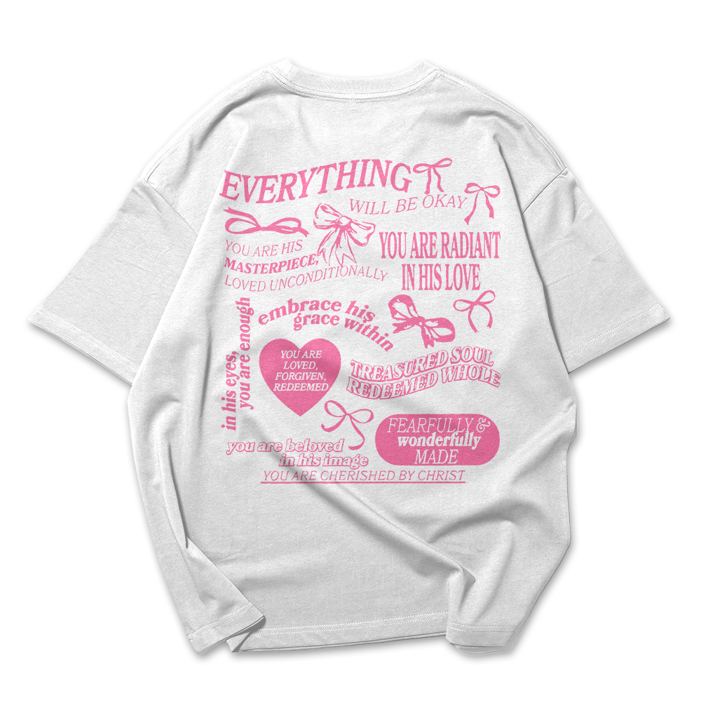 Camiseta Oversized Feminina Heart Coração Rosa