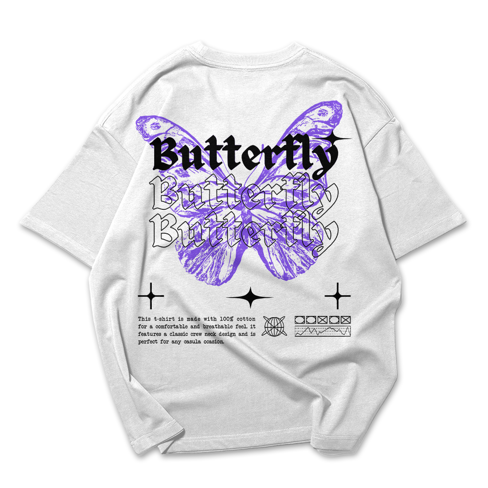 Camiseta Oversized Feminina Butterfly Frase