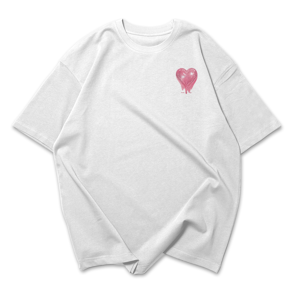 Camiseta Oversized Feminina Heart Coração Rose