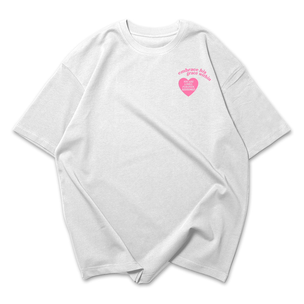 Camiseta Oversized Feminina Heart Coração Rosa