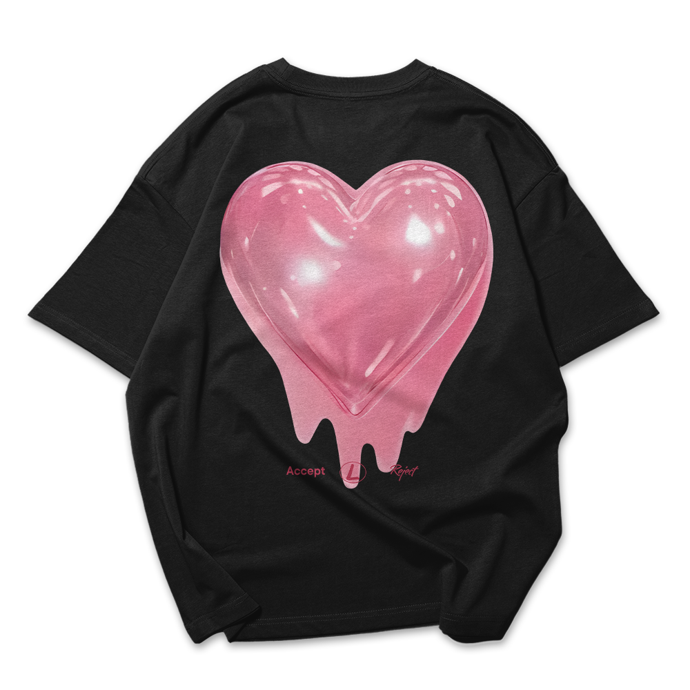 Camiseta Oversized Feminina Heart Coração Rose