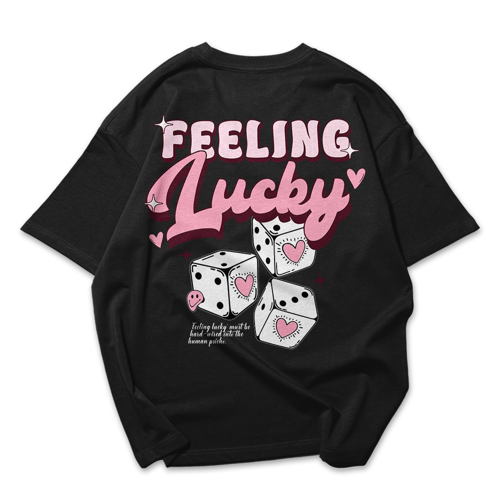 Camiseta Oversized Feminina Feeling Lucky dados