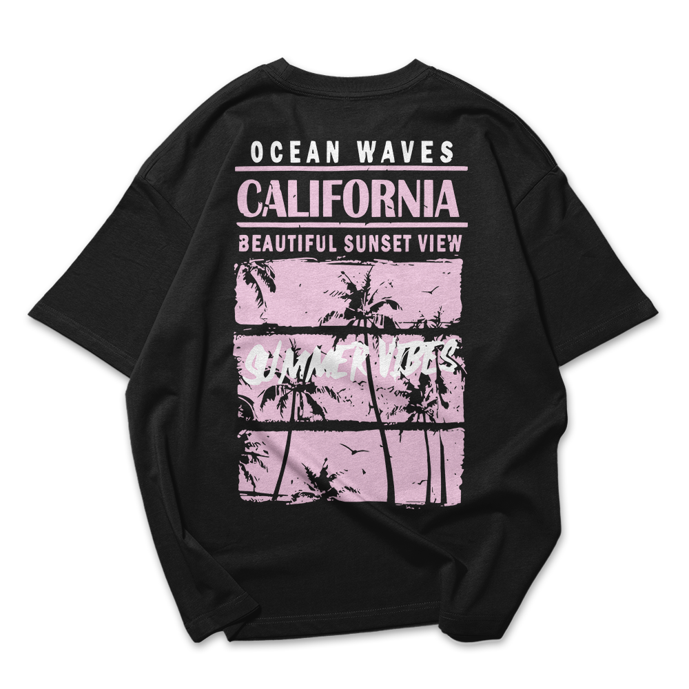 Camiseta Oversized Feminina Ocean Waves California