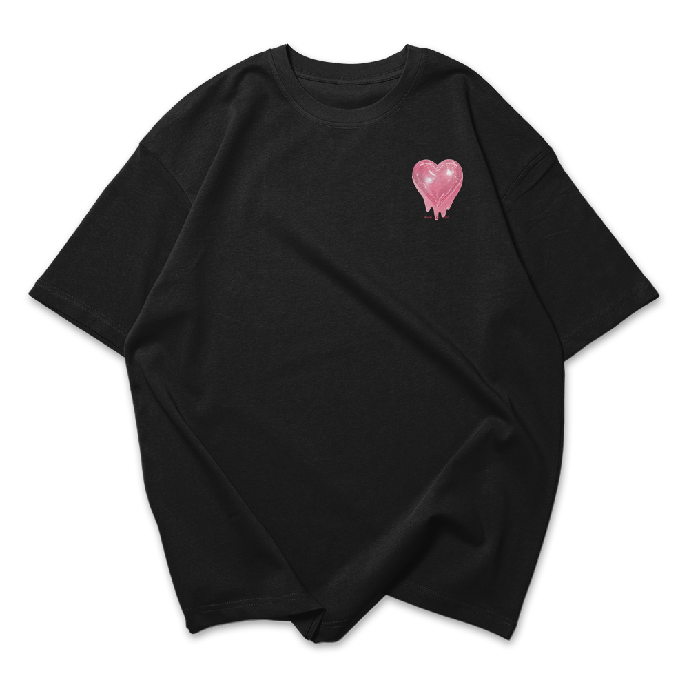 Camiseta Oversized Feminina Heart Coração Rose