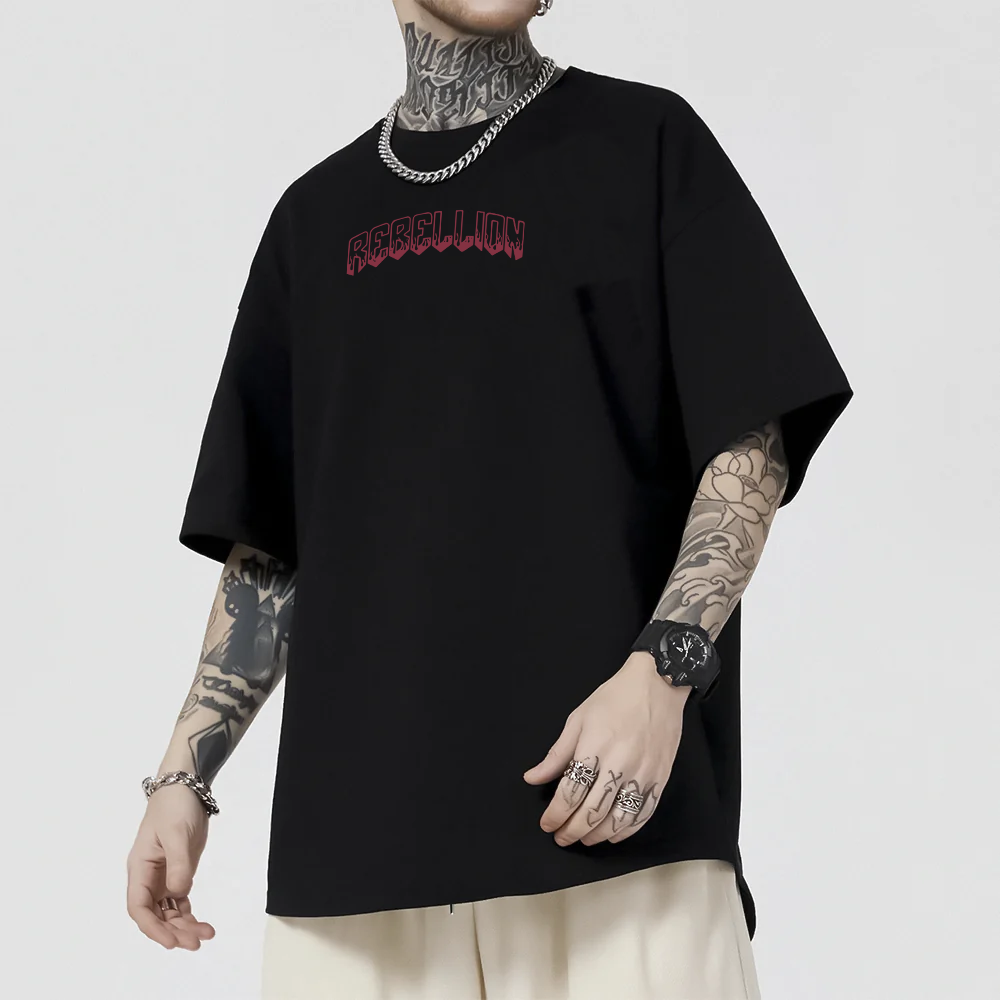 Camiseta Oversized Unissex Ombro á Ombro Rebellion Rebellious