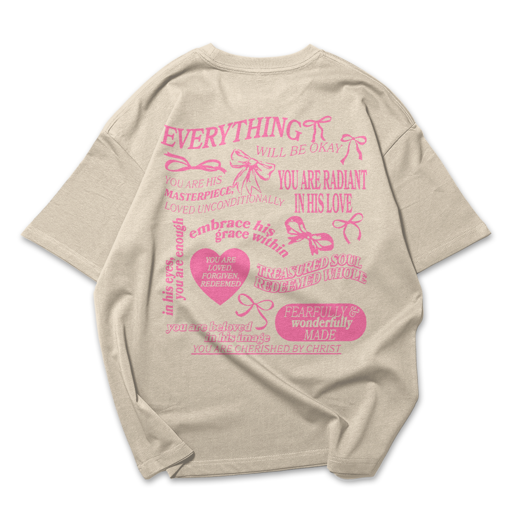 Camiseta Oversized Feminina Heart Coração Rosa
