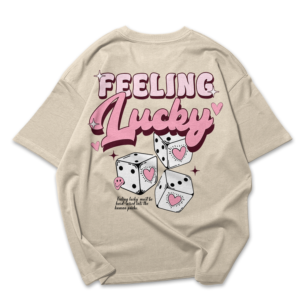 Camiseta Oversized Feminina Feeling Lucky dados