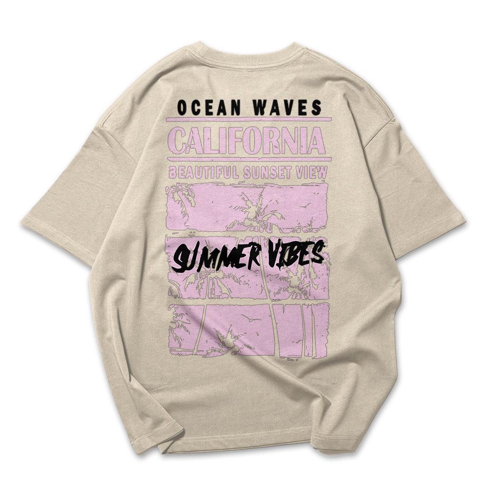 Camiseta Oversized Feminina Ocean Waves California