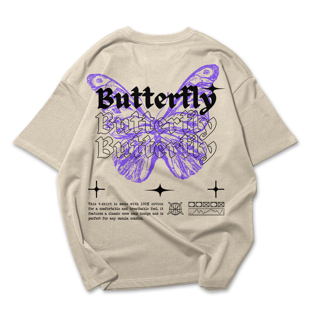Camiseta Oversized Feminina Butterfly Frase