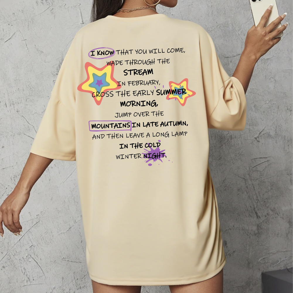 Camiseta Oversized Feminina Estrelas Coloridas