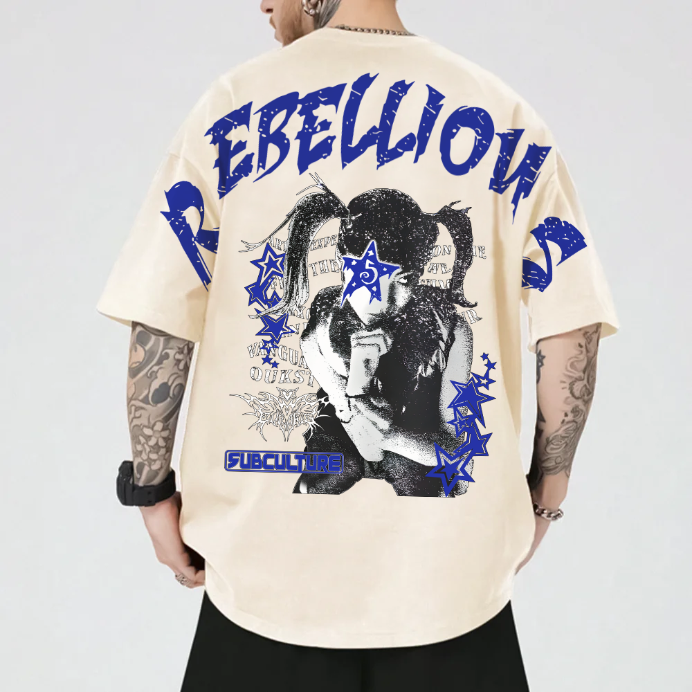 Camiseta Oversized Unissex Ombro á Ombro Reebelious Punk Woman