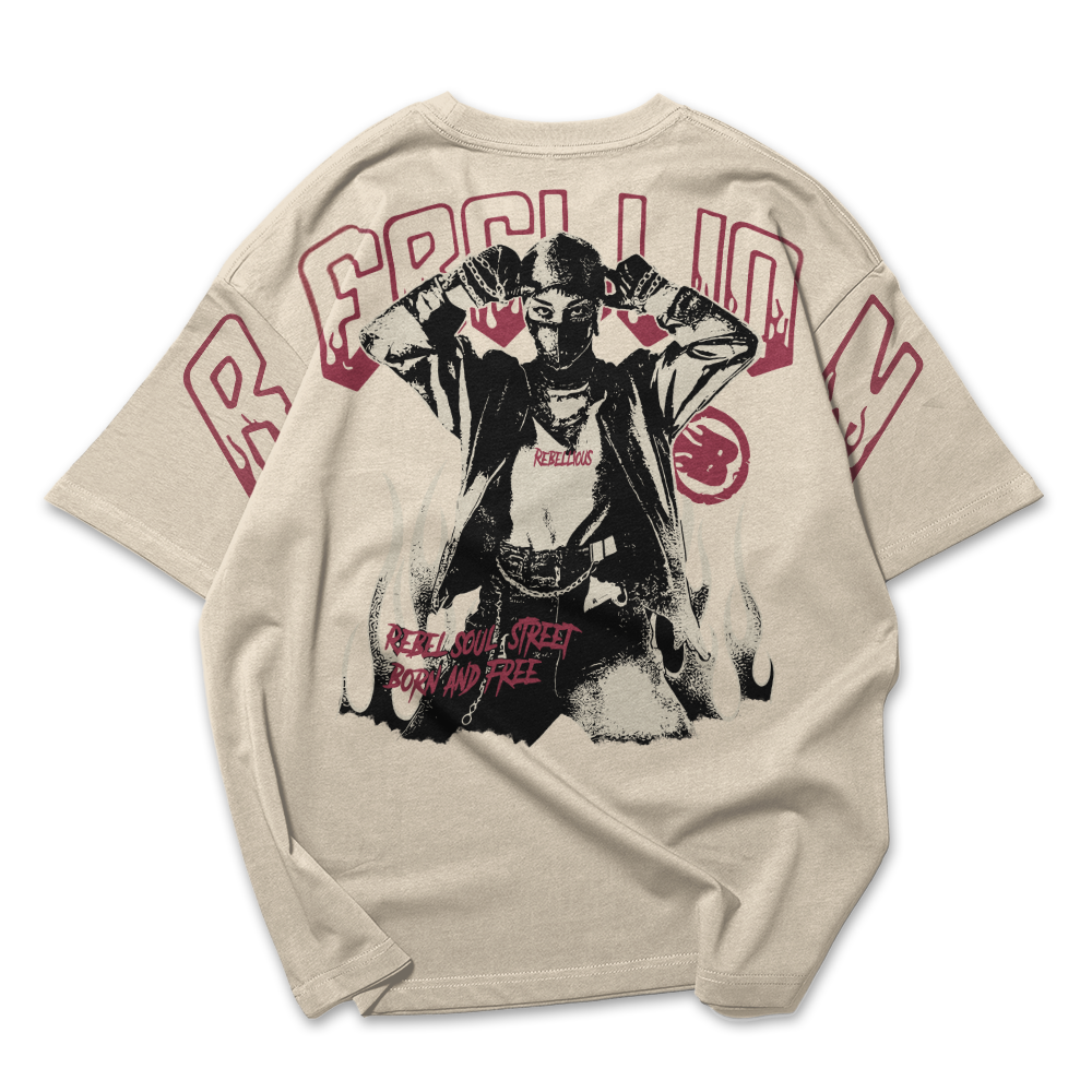 Camiseta Oversized Unissex Ombro á Ombro Rebellion Rebellious