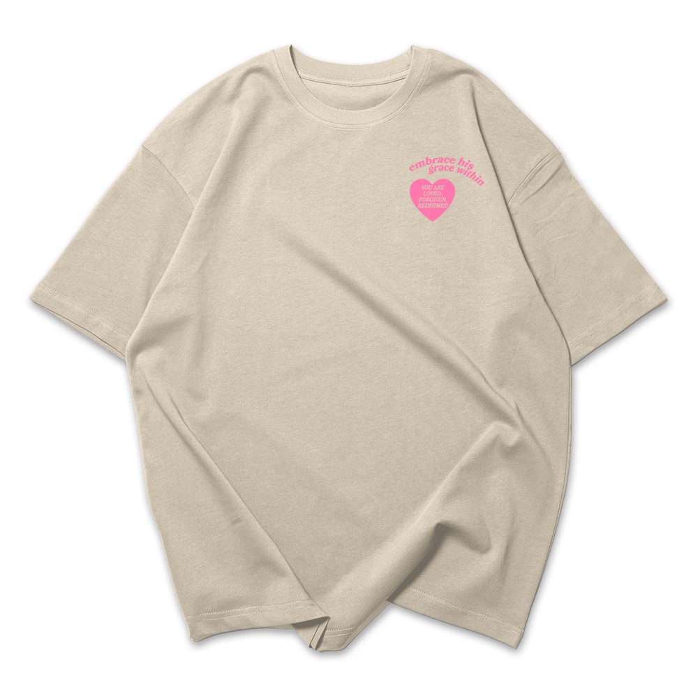 Camiseta Oversized Feminina Heart Coração Rosa