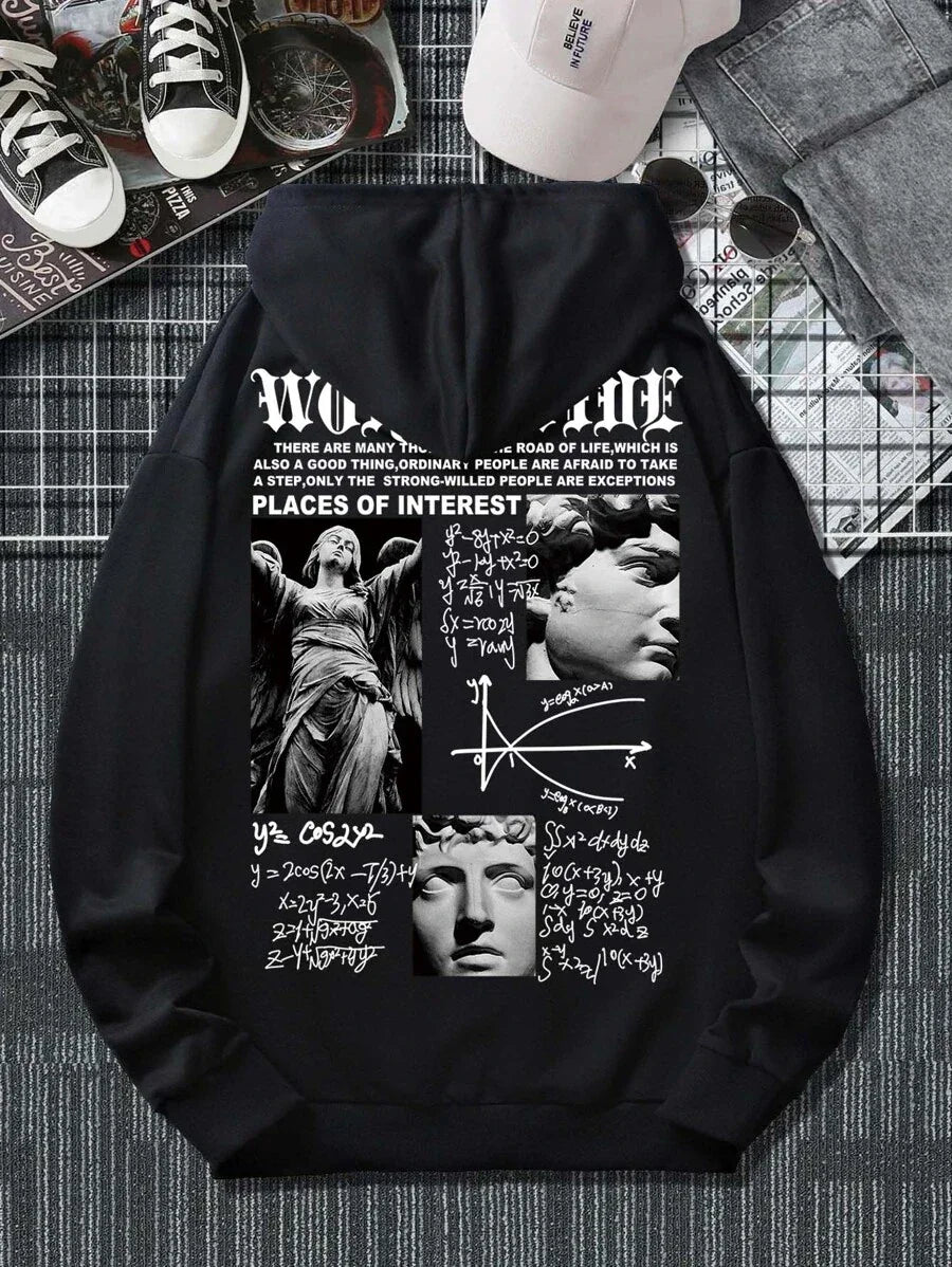 Blusa Moletom Canguru Masculino Worldwide Estatua Filosofia Math