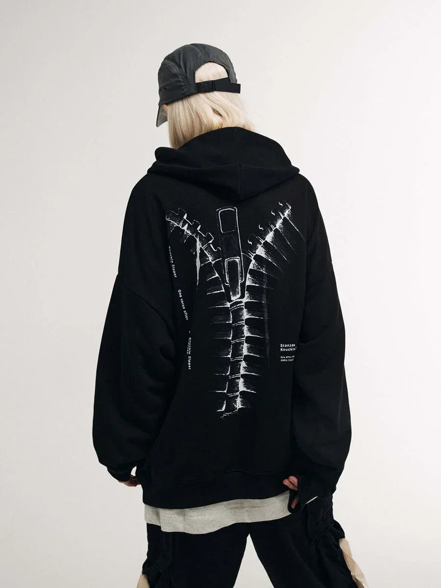 Blusa Moletom canguru unissex Skull Ziper